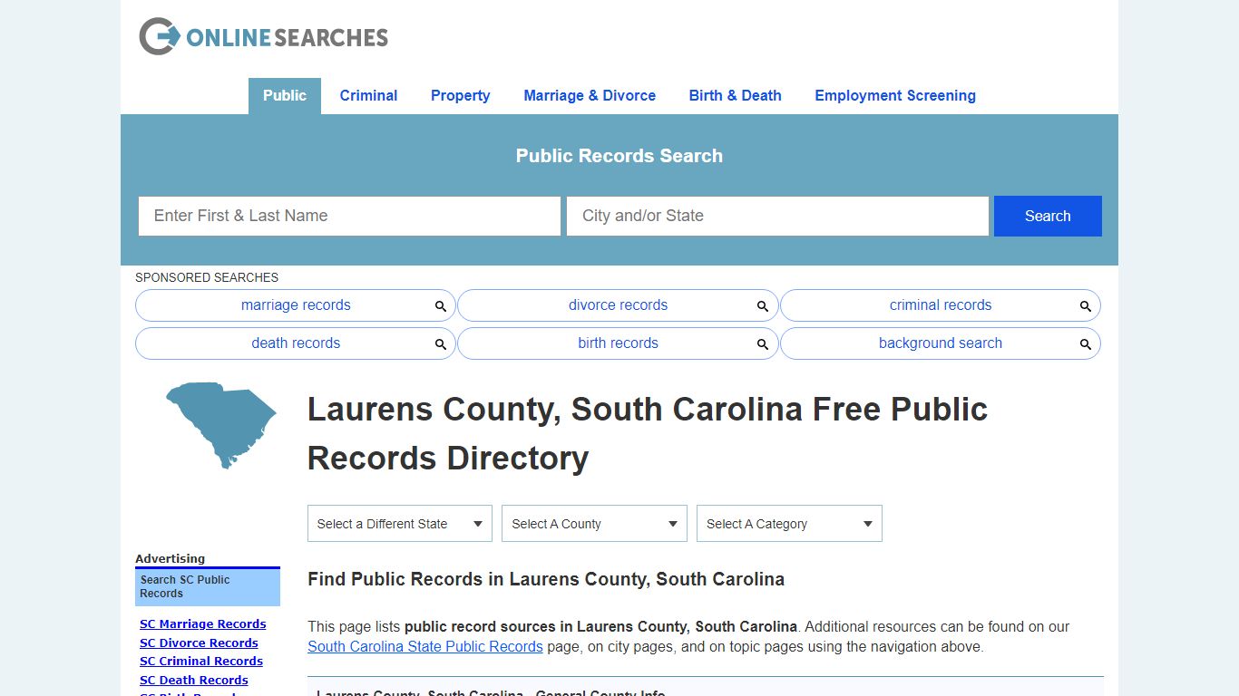Laurens County, South Carolina Public Records Directory
