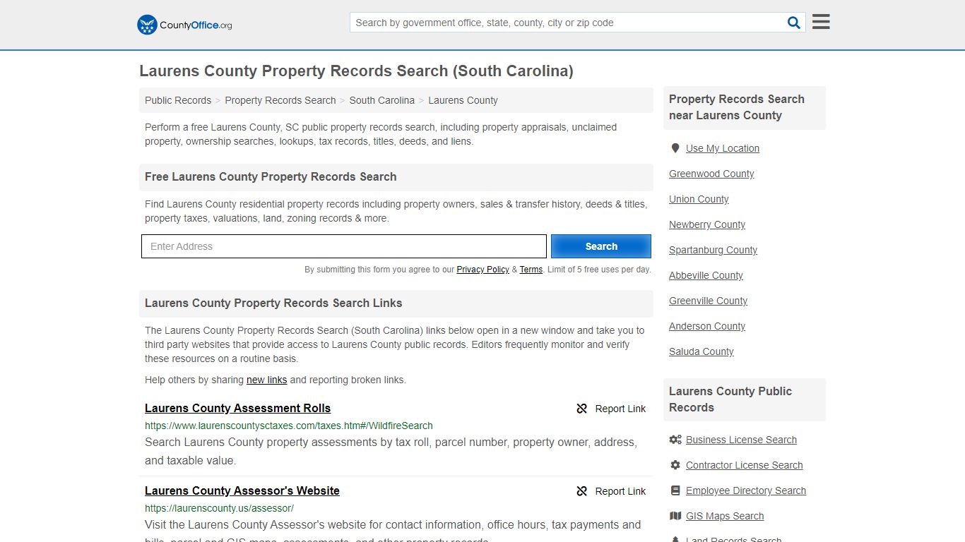 Property Records Search - Laurens County, SC (Assessments ...